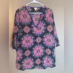 J. Crew Purple and Pink Mandala Tunic